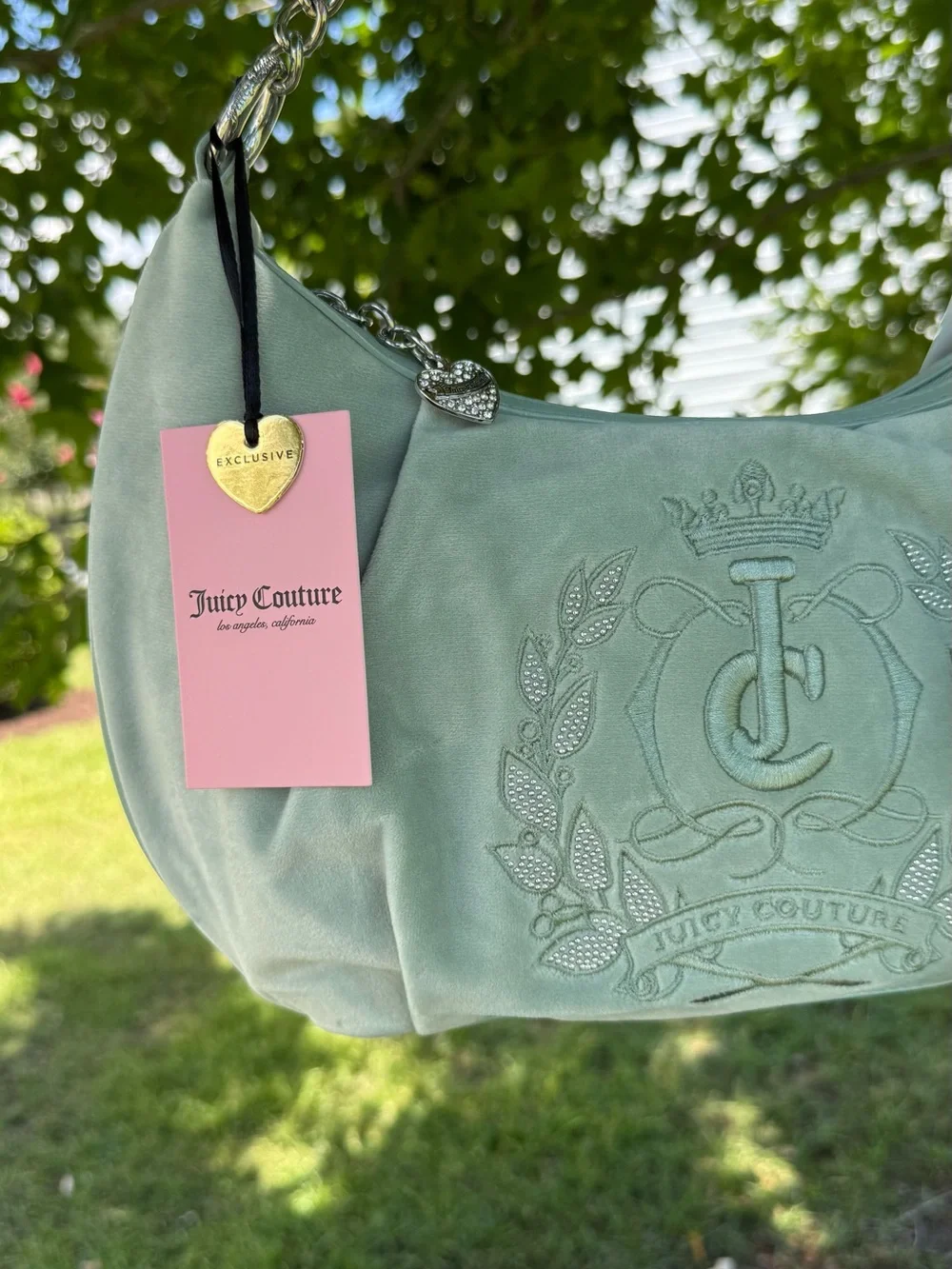 Juicy Couture Mint Velour Hobo Shoulder Bag Coin Purse Charm NWT Y2K Rare New